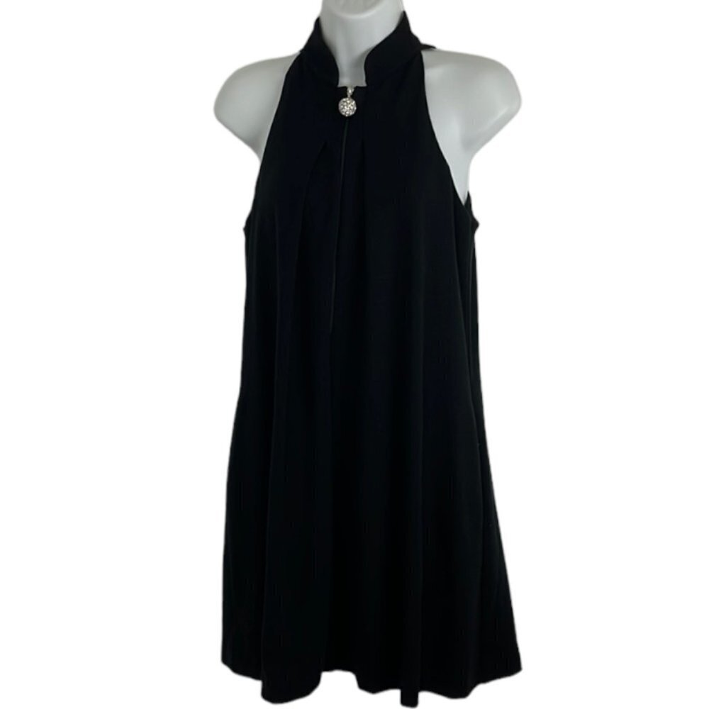 Trina Turk Black Wool Sleeveless Halter Dress